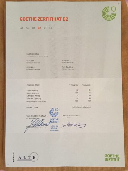 Goethe-Zertifikat online zum Verkauf